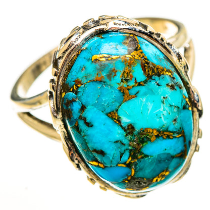 Blue Copper Composite Turquoise Rings handcrafted by Ana Silver Co - RING113513 - Photo 2