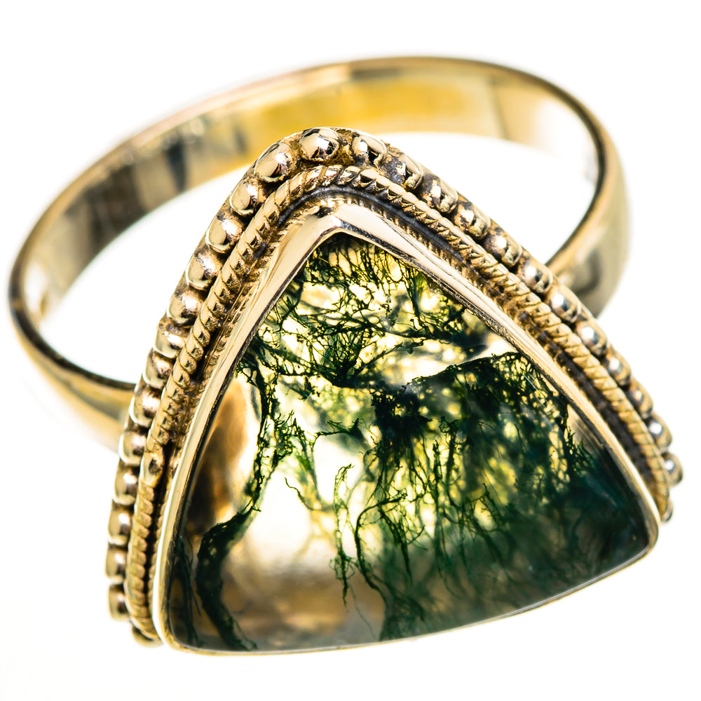 Green Moss Agate Rings handcrafted by Ana Silver Co - RING113514 - Photo 2