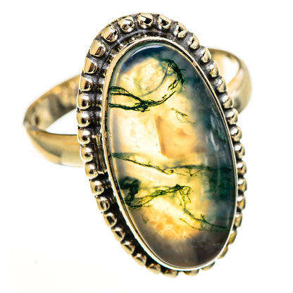 Green Moss Agate Rings handcrafted by Ana Silver Co - RING113517 - Photo 2