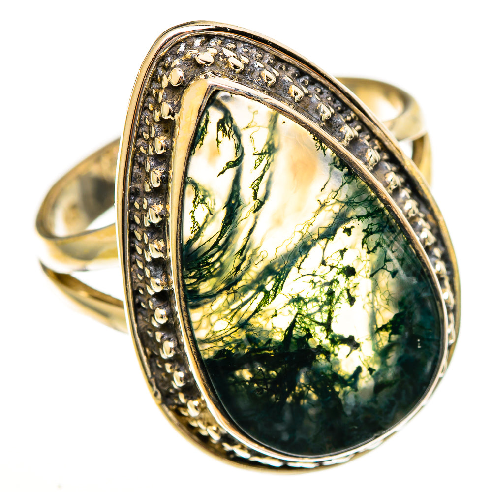 Green Moss Agate Rings handcrafted by Ana Silver Co - RING113526 - Photo 2