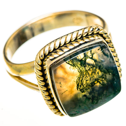 Green Moss Agate Rings handcrafted by Ana Silver Co - RING113538 - Photo 2