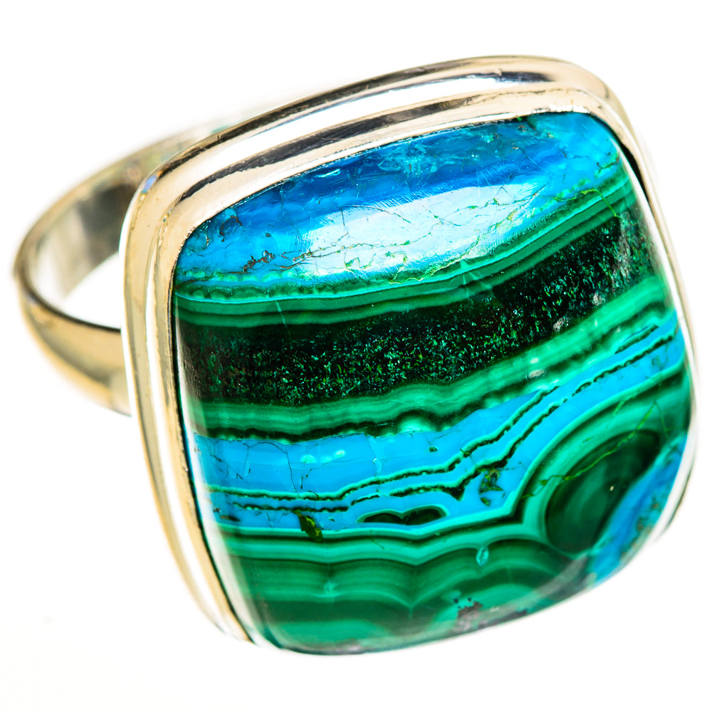 Malachite In Chrysocolla Rings handcrafted by Ana Silver Co - RING113549 - Photo 2