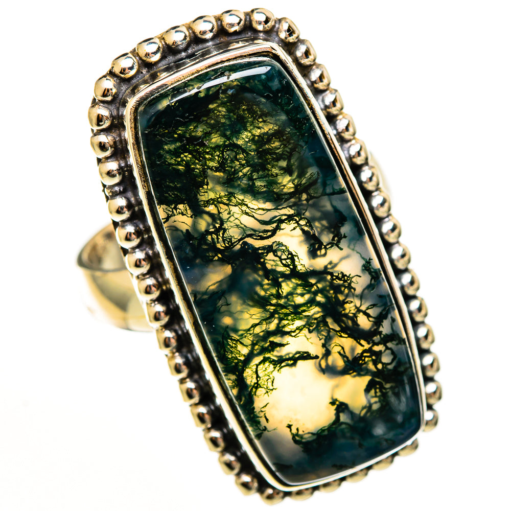 Green Moss Agate Rings handcrafted by Ana Silver Co - RING113559 - Photo 2