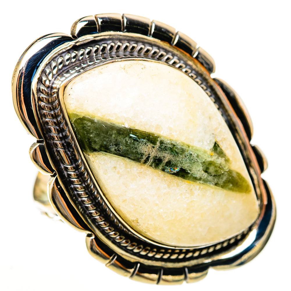 Green Tourmaline In Quartz Rings handcrafted by Ana Silver Co - RING113617 - Photo 2