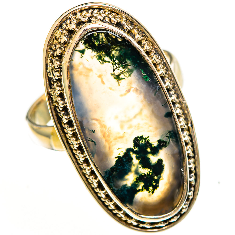Green Moss Agate Rings handcrafted by Ana Silver Co - RING113625 - Photo 2