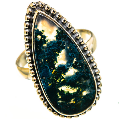 Green Moss Agate Rings handcrafted by Ana Silver Co - RING113627 - Photo 2