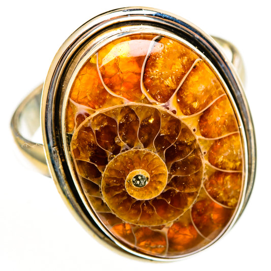 Ammonite Fossil Rings handcrafted by Ana Silver Co - RING113630 - Photo 2