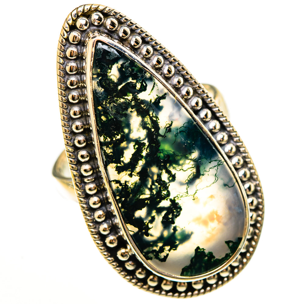 Green Moss Agate Rings handcrafted by Ana Silver Co - RING113671 - Photo 2