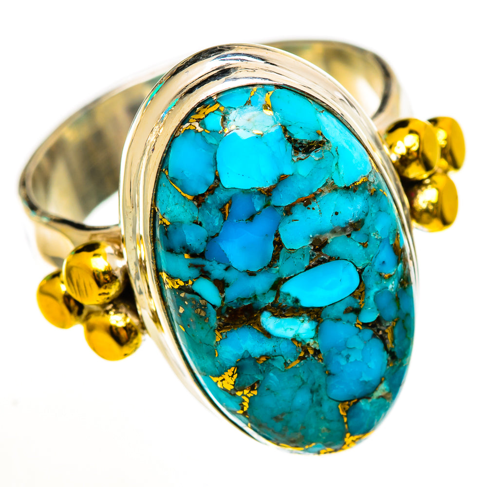 Blue Copper Composite Turquoise Rings handcrafted by Ana Silver Co - RING113689 - Photo 2
