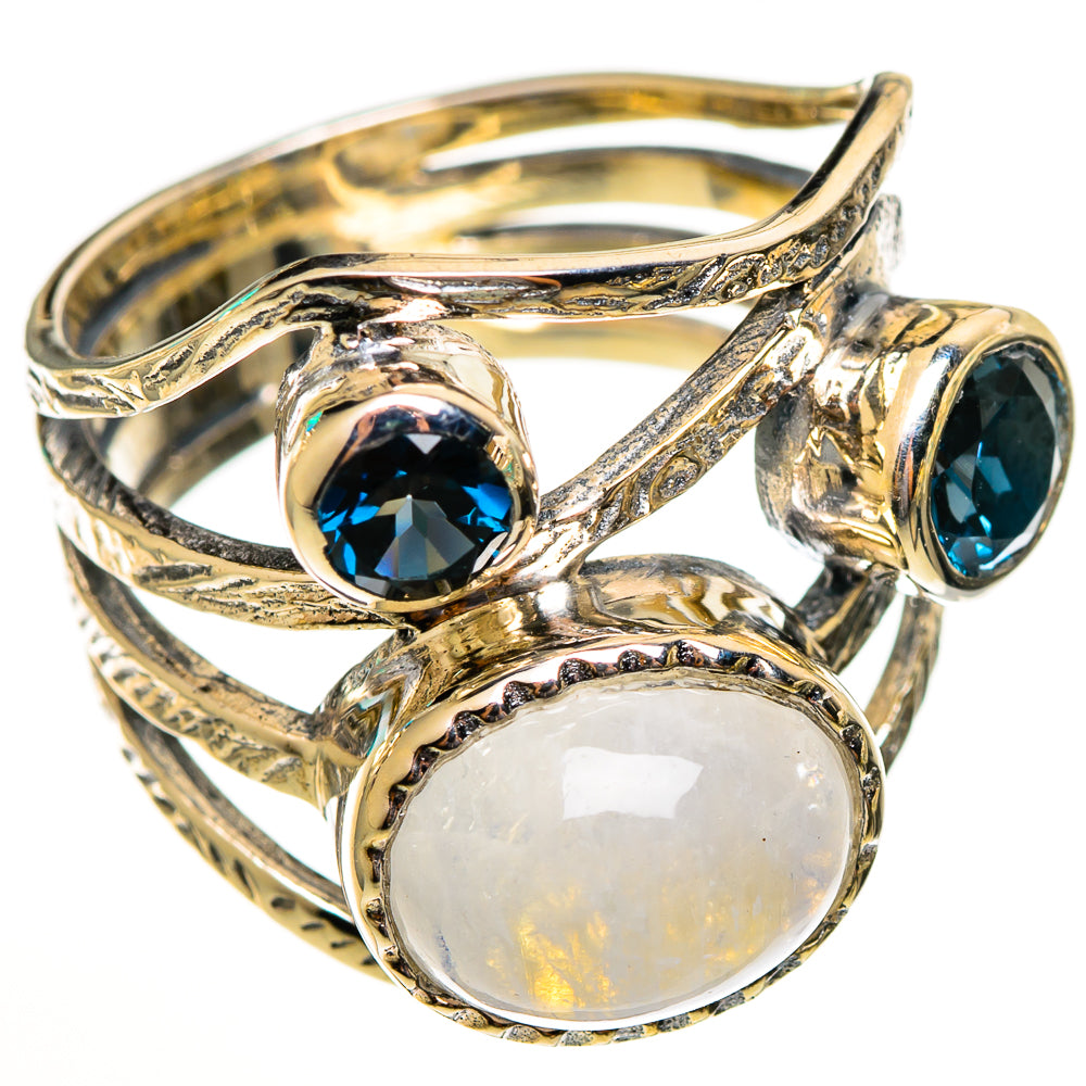 Rainbow Moonstone Rings handcrafted by Ana Silver Co - RING113719 - Photo 2