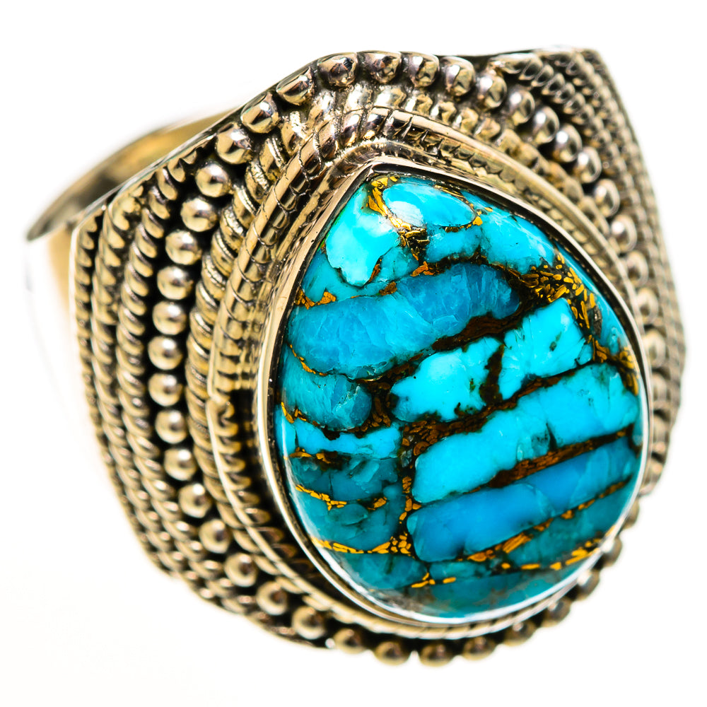Blue Copper Composite Turquoise Rings handcrafted by Ana Silver Co - RING113725 - Photo 2