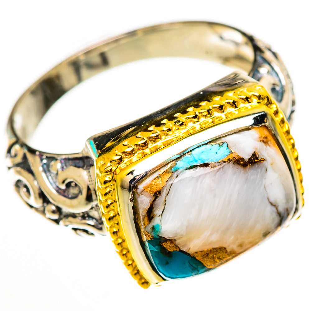 Blue Copper Composite Turquoise Rings handcrafted by Ana Silver Co - RING113748 - Photo 2