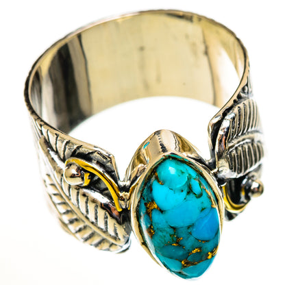 Blue Copper Composite Turquoise Rings handcrafted by Ana Silver Co - RING113760 - Photo 2