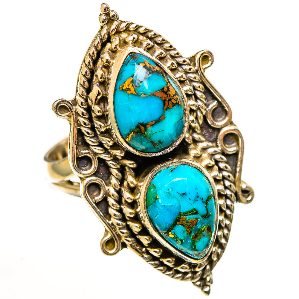 Blue Copper Composite Turquoise Rings handcrafted by Ana Silver Co - RING113761 - Photo 2