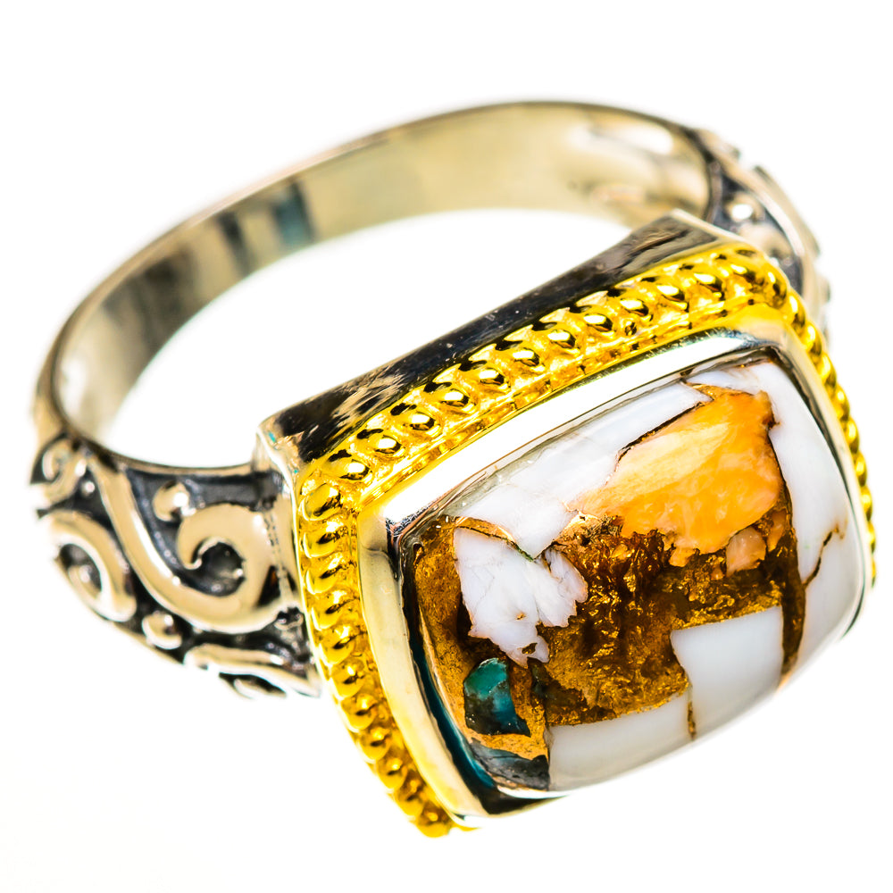 Spiny Oyster Turquoise Rings handcrafted by Ana Silver Co - RING113785 - Photo 2
