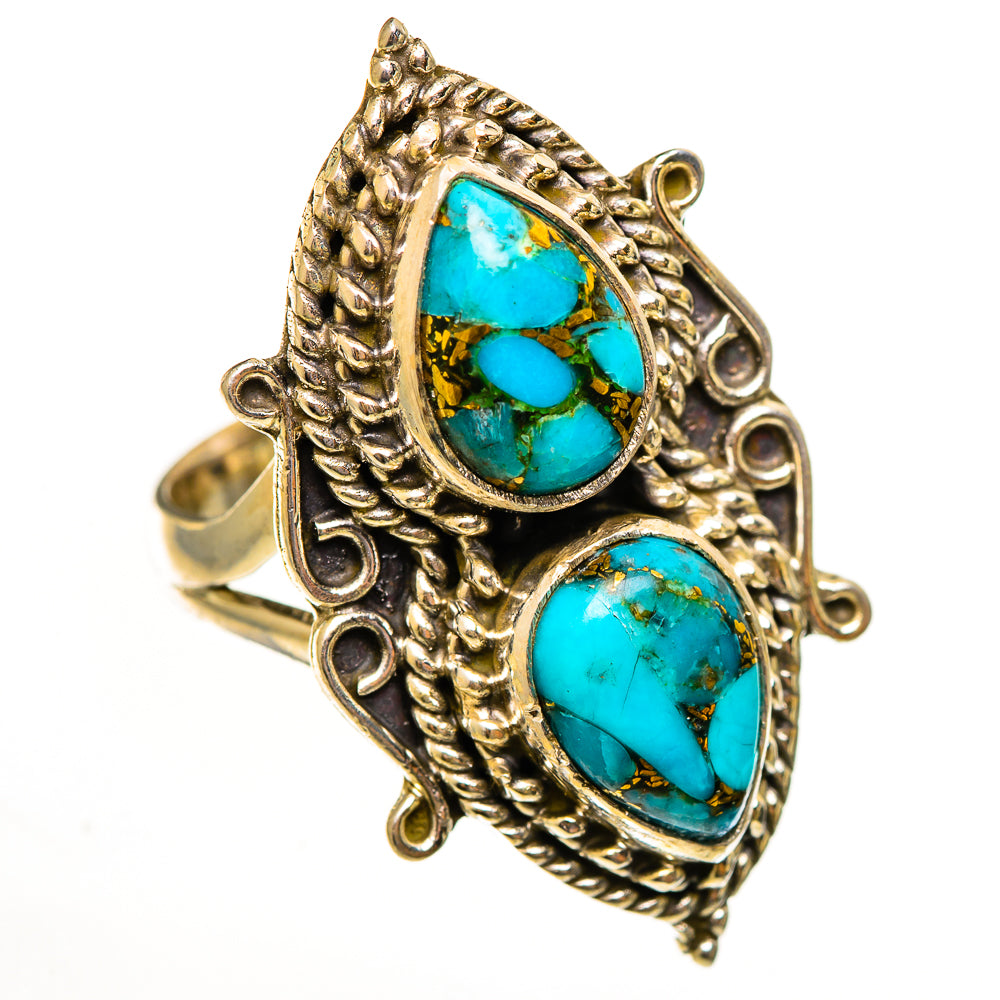 Blue Copper Composite Turquoise Rings handcrafted by Ana Silver Co - RING113790 - Photo 2