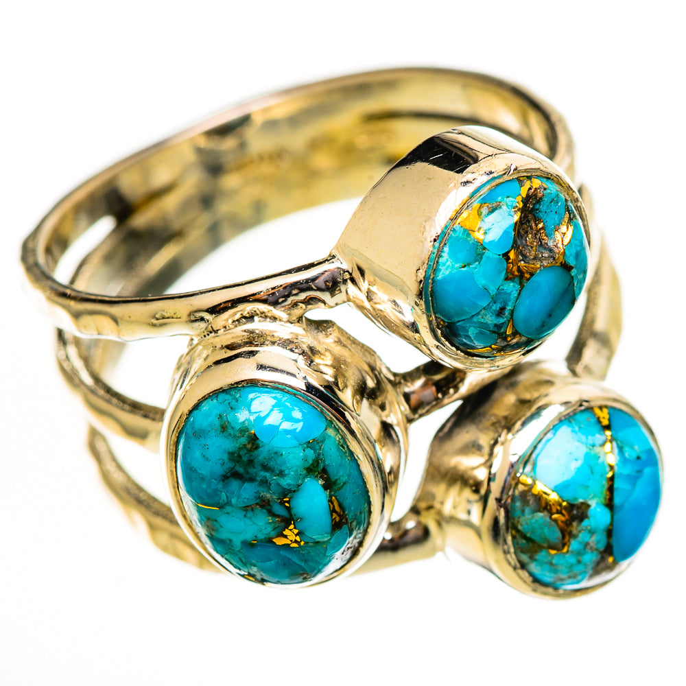 Blue Copper Composite Turquoise Rings handcrafted by Ana Silver Co - RING113795 - Photo 2