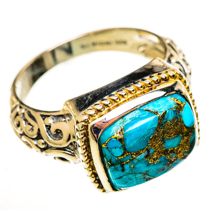 Blue Copper Composite Turquoise Rings handcrafted by Ana Silver Co - RING113867 - Photo 2