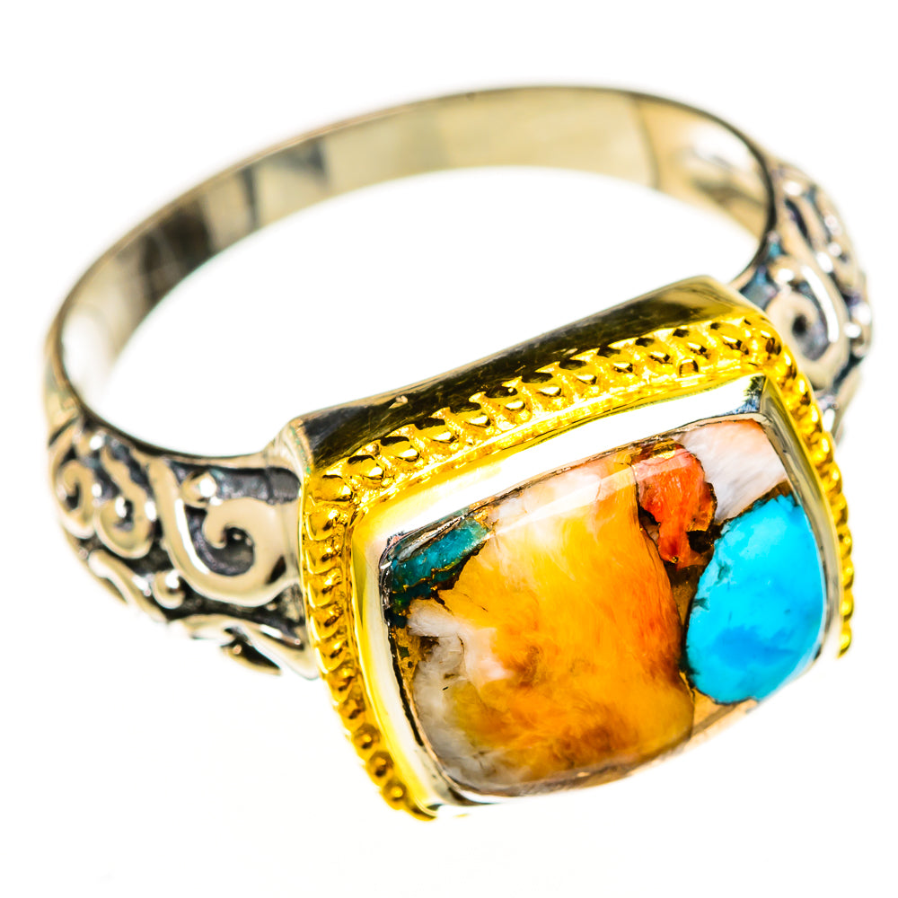 Spiny Oyster Turquoise Rings handcrafted by Ana Silver Co - RING113922 - Photo 2