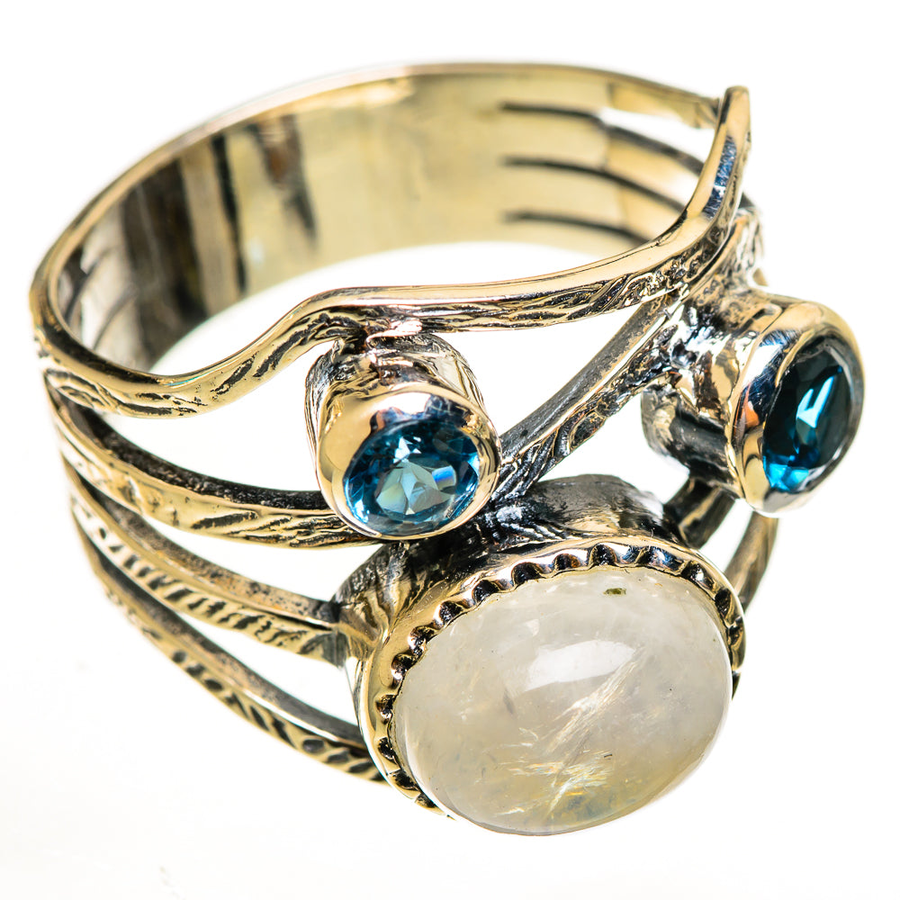 Rainbow Moonstone Rings handcrafted by Ana Silver Co - RING113932 - Photo 2