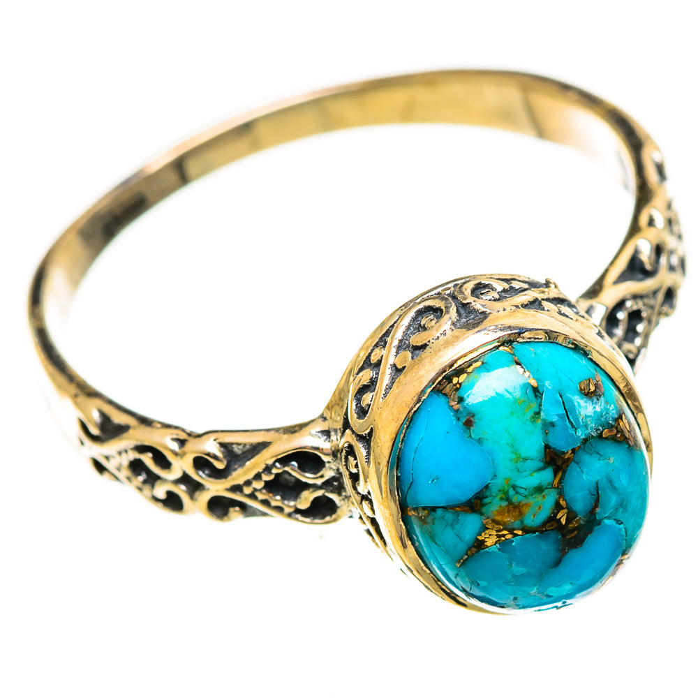 Blue Copper Composite Turquoise Rings handcrafted by Ana Silver Co - RING113954 - Photo 2