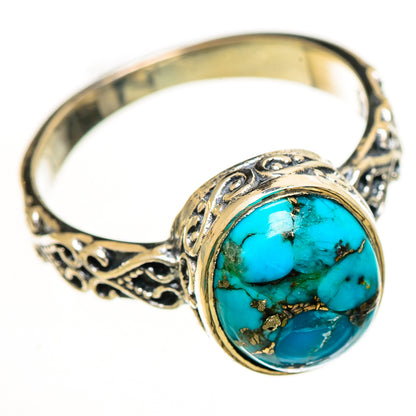 Blue Copper Composite Turquoise Rings handcrafted by Ana Silver Co - RING113984 - Photo 2