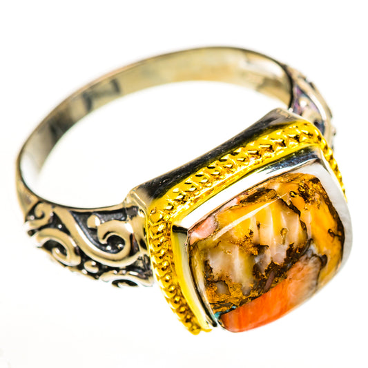 Orange Copper Composite Turquoise Rings handcrafted by Ana Silver Co - RING113996 - Photo 2