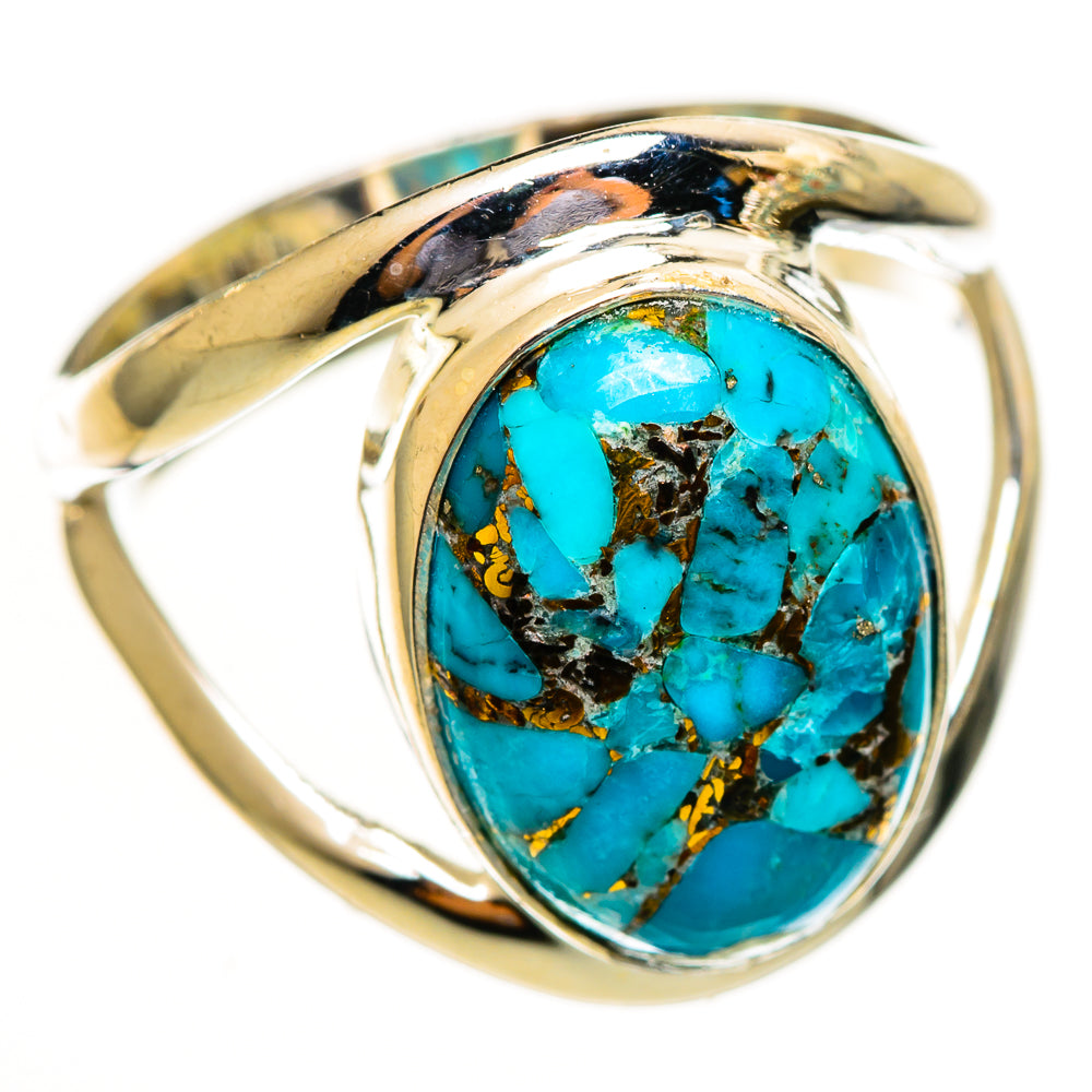 Blue Copper Composite Turquoise Rings handcrafted by Ana Silver Co - RING114037 - Photo 2