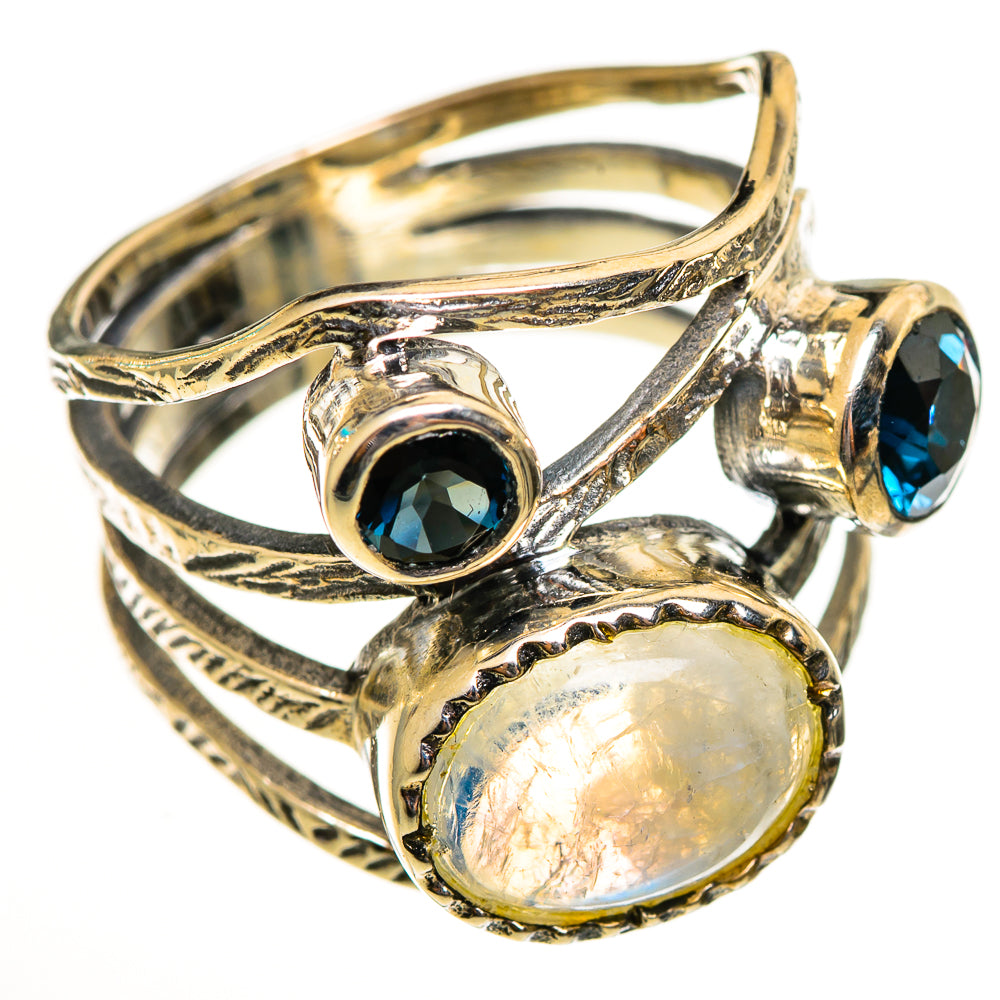 Rainbow Moonstone Rings handcrafted by Ana Silver Co - RING114056 - Photo 2