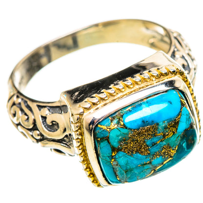 Blue Copper Composite Turquoise Rings handcrafted by Ana Silver Co - RING114132 - Photo 2