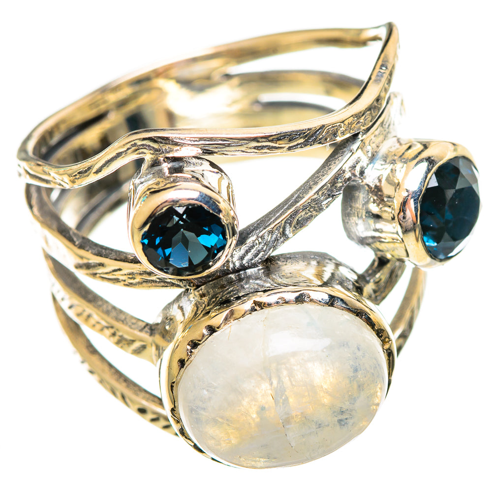 Rainbow Moonstone Rings handcrafted by Ana Silver Co - RING114133 - Photo 2