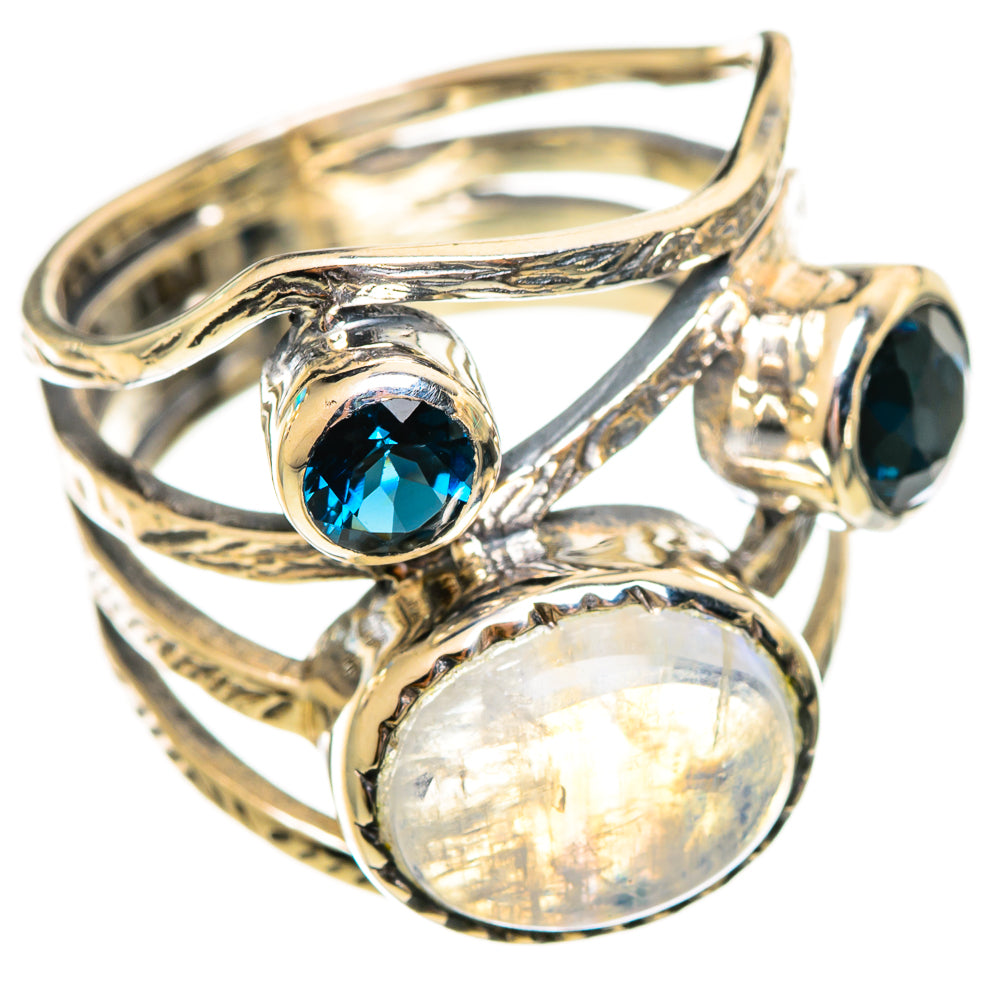 Rainbow Moonstone Rings handcrafted by Ana Silver Co - RING114160 - Photo 2