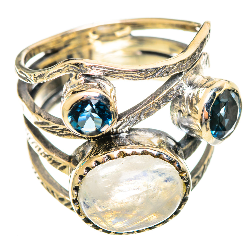 Rainbow Moonstone Rings handcrafted by Ana Silver Co - RING114194 - Photo 2