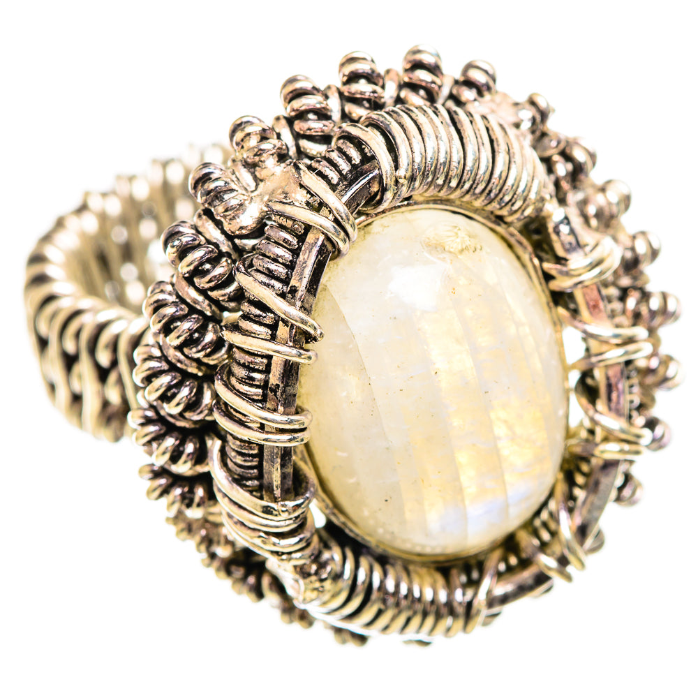 Rainbow Moonstone Rings handcrafted by Ana Silver Co - RING114212 - Photo 2