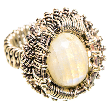 Rainbow Moonstone Rings handcrafted by Ana Silver Co - RING114212 - Photo 2