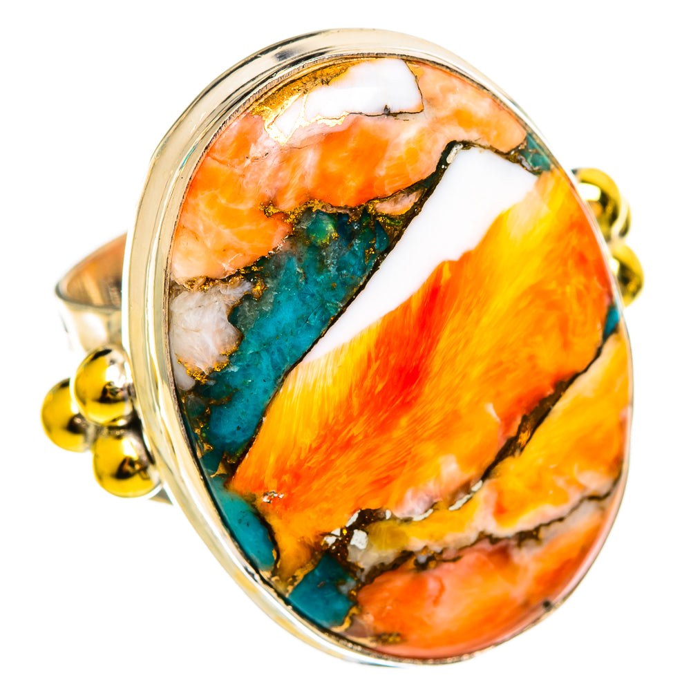 Spiny Oyster Turquoise Rings handcrafted by Ana Silver Co - RING114221 - Photo 2
