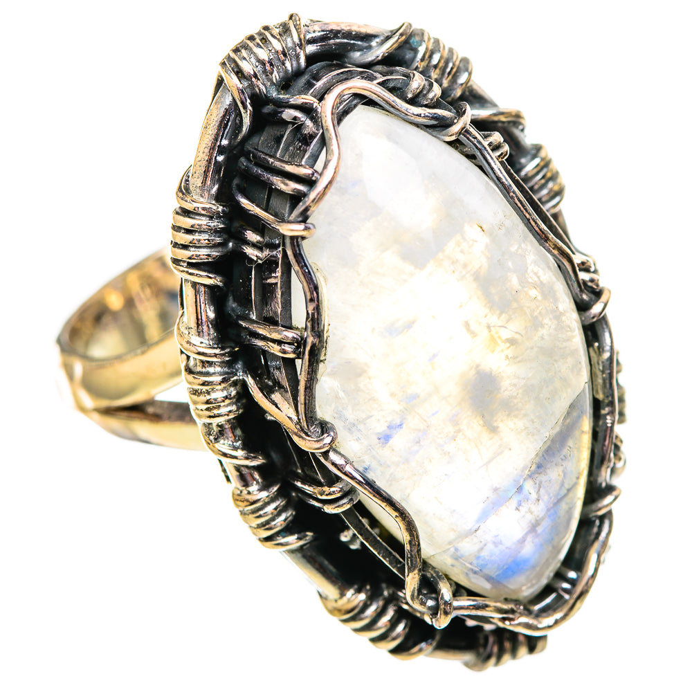 Rainbow Moonstone Rings handcrafted by Ana Silver Co - RING114224 - Photo 2