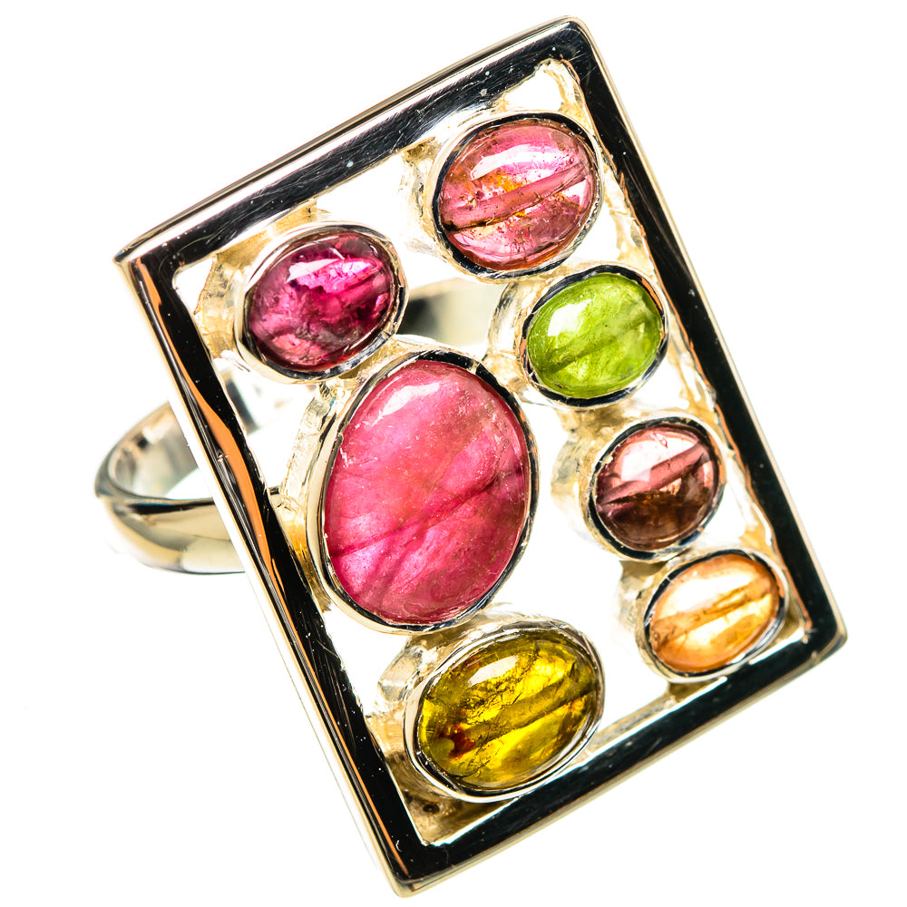 Pink Green Tourmaline Rings handcrafted by Ana Silver Co - RING114356 - Photo 2
