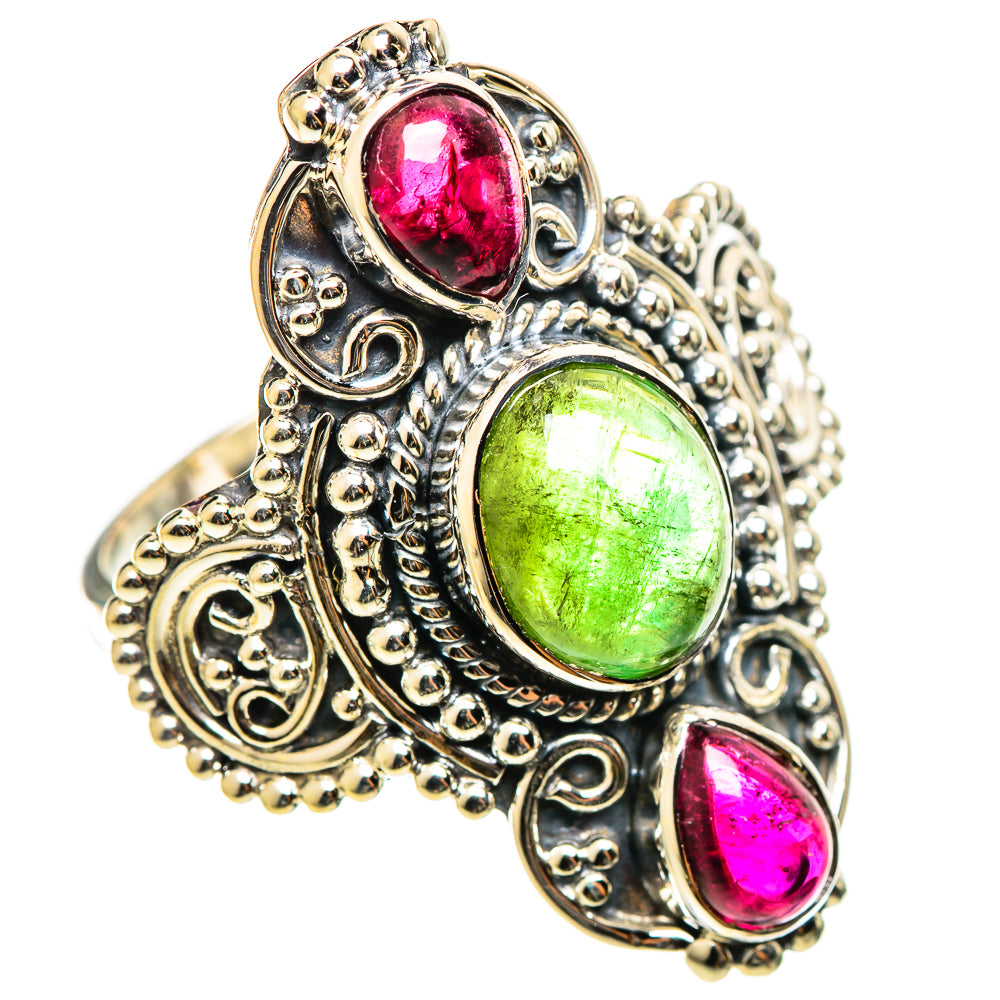 Pink Green Tourmaline Rings handcrafted by Ana Silver Co - RING114372 - Photo 2