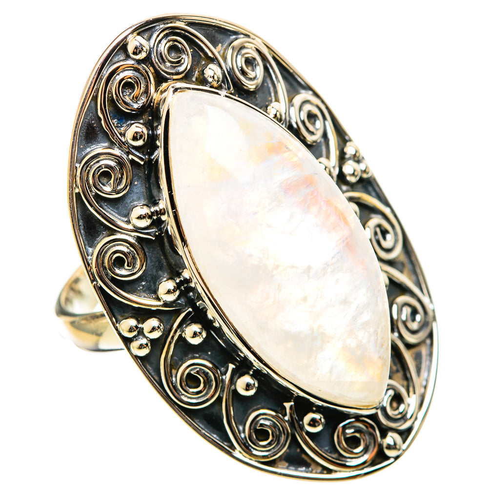Rainbow Moonstone Rings handcrafted by Ana Silver Co - RING114383 - Photo 2