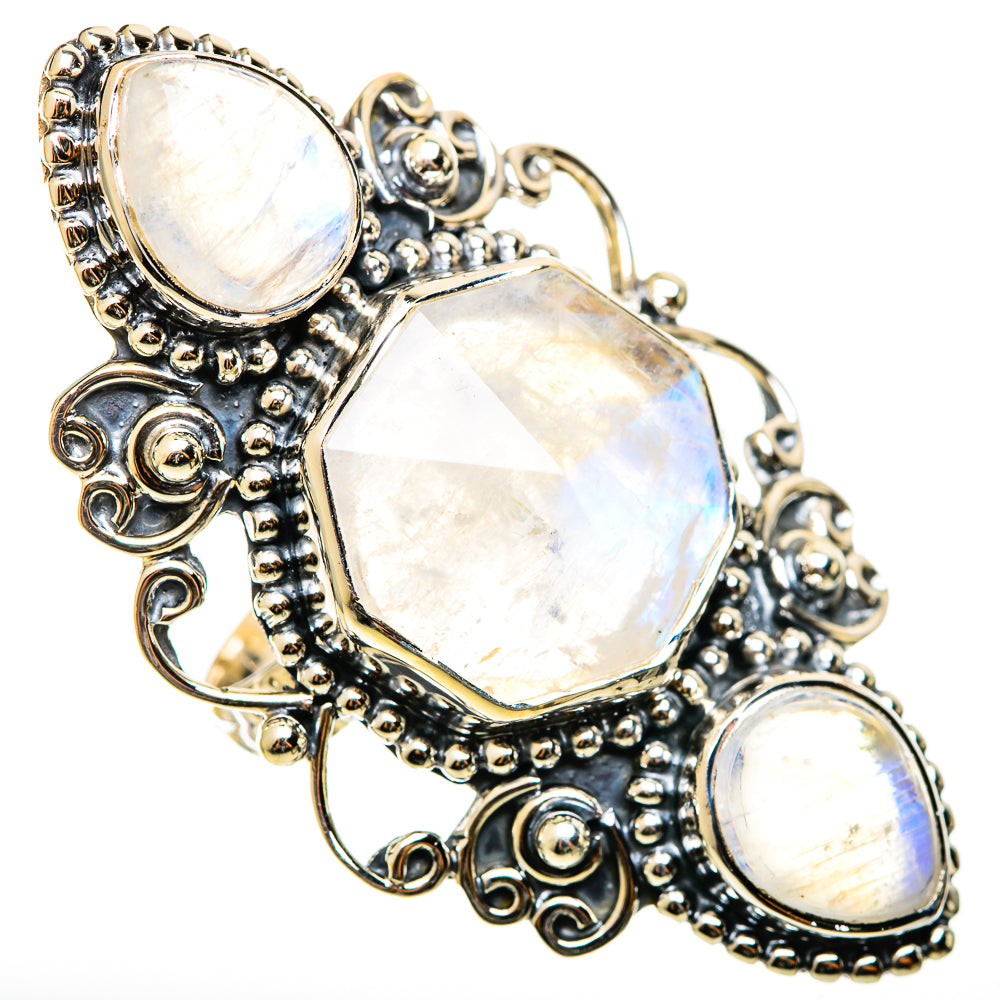 Rainbow Moonstone Rings handcrafted by Ana Silver Co - RING114395 - Photo 2