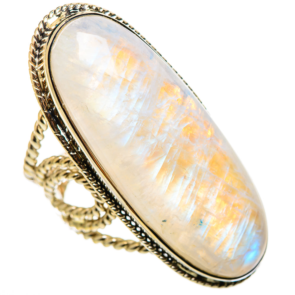 Rainbow Moonstone Rings handcrafted by Ana Silver Co - RING114396 - Photo 2