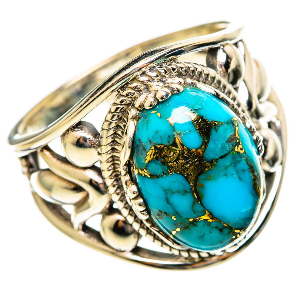 Blue Copper Composite Turquoise Rings handcrafted by Ana Silver Co - RING114401 - Photo 2