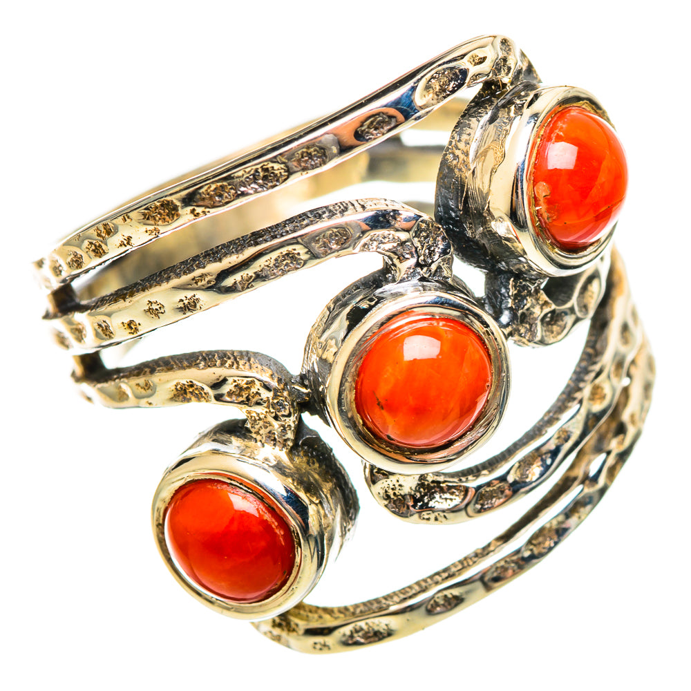 Mediterranean Red Coral Rings handcrafted by Ana Silver Co - RING114415 - Photo 2