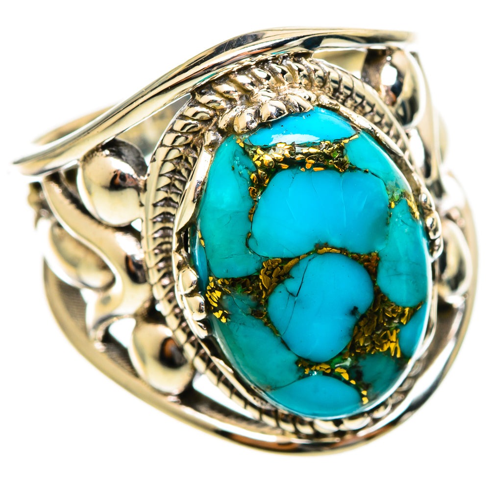Blue Copper Composite Turquoise Rings handcrafted by Ana Silver Co - RING114427 - Photo 2