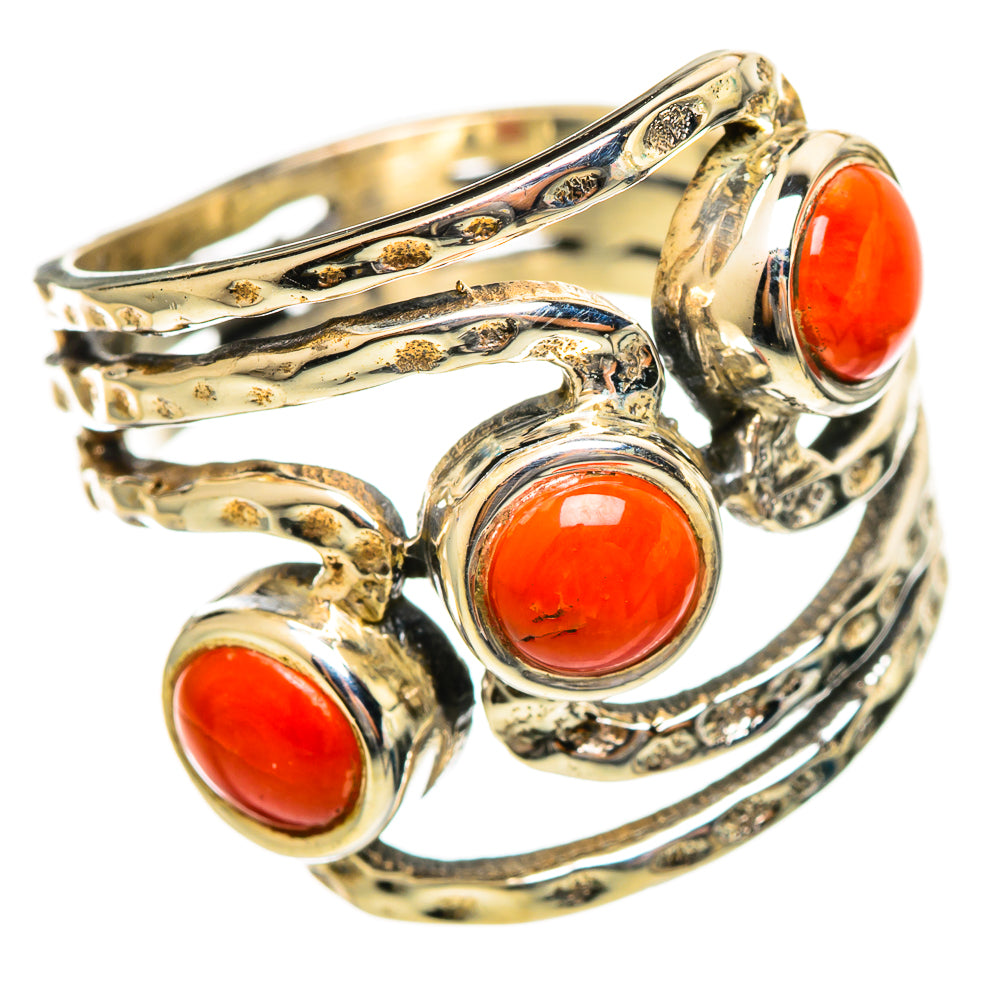 Mediterranean Red Coral Rings handcrafted by Ana Silver Co - RING114504 - Photo 2