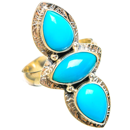 Sleeping Beauty turquoise cabochon ring, three-stone oval design in sterling silver
