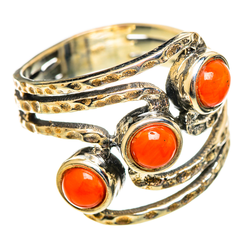 Mediterranean Red Coral Rings handcrafted by Ana Silver Co - RING114534 - Photo 2