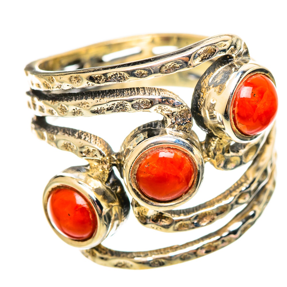 Mediterranean Red Coral Rings handcrafted by Ana Silver Co - RING114580 - Photo 2