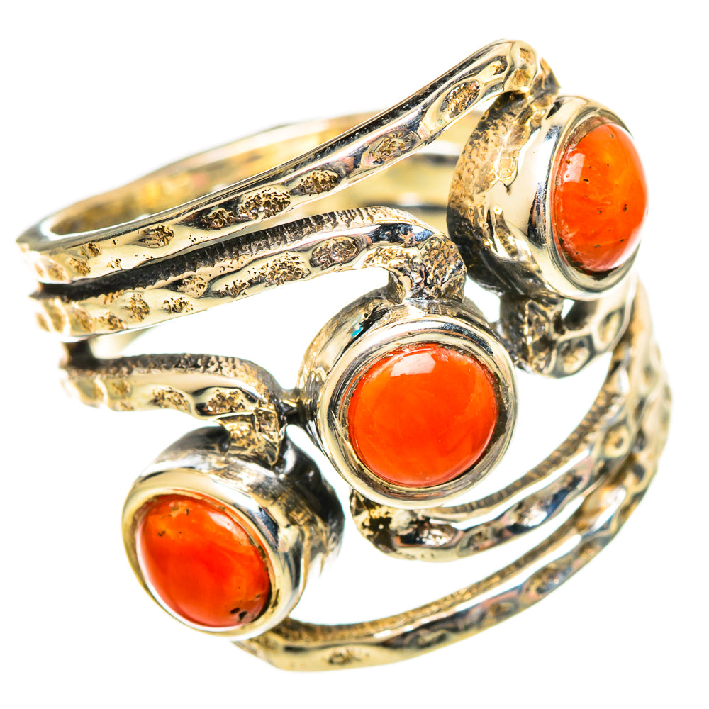 Mediterranean Red Coral Rings handcrafted by Ana Silver Co - RING114614 - Photo 2